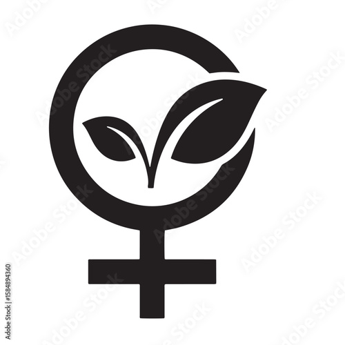 Female symbol with green leaves venus symbol growth