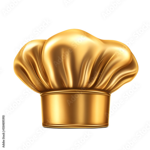 Golden chef s hat on white background
