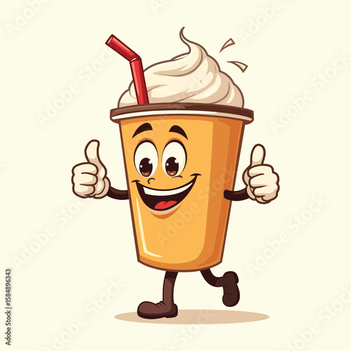 Yellow Cartoon Smoothie Cup with Whipped Top