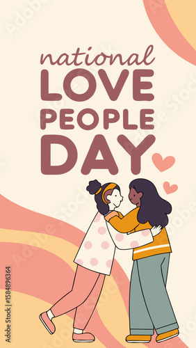 National Love People Day illustration: Two women embracing