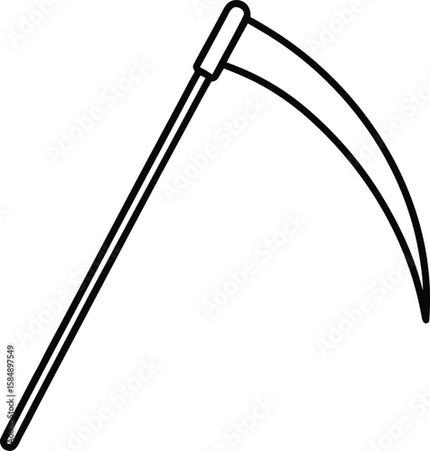 scythe icon line art vector illustration on transparent background