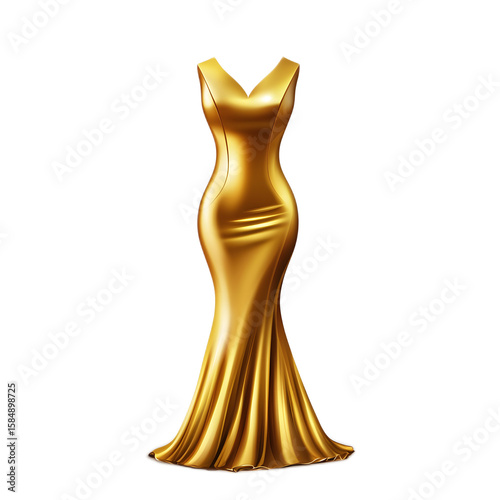 Captivating golden dress icon isolated on white background