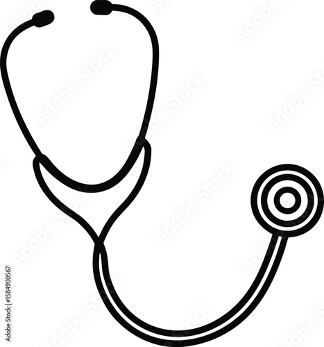 stethoscope icon line art vector illustration on transparent background