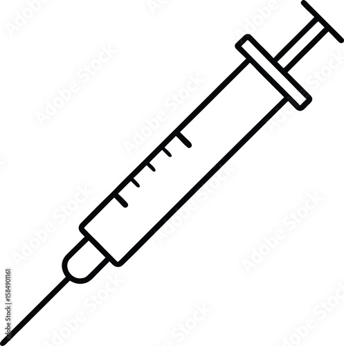 syringe icon line art vector illustration on transparent background