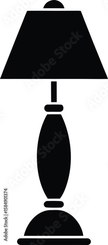 table lamp  icon black silhouette vector illustration on transparent background
