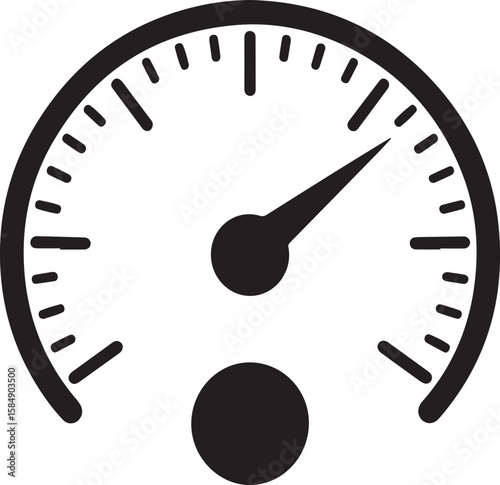 Simple black speedometer gauge with needle pointing to the right silhouette