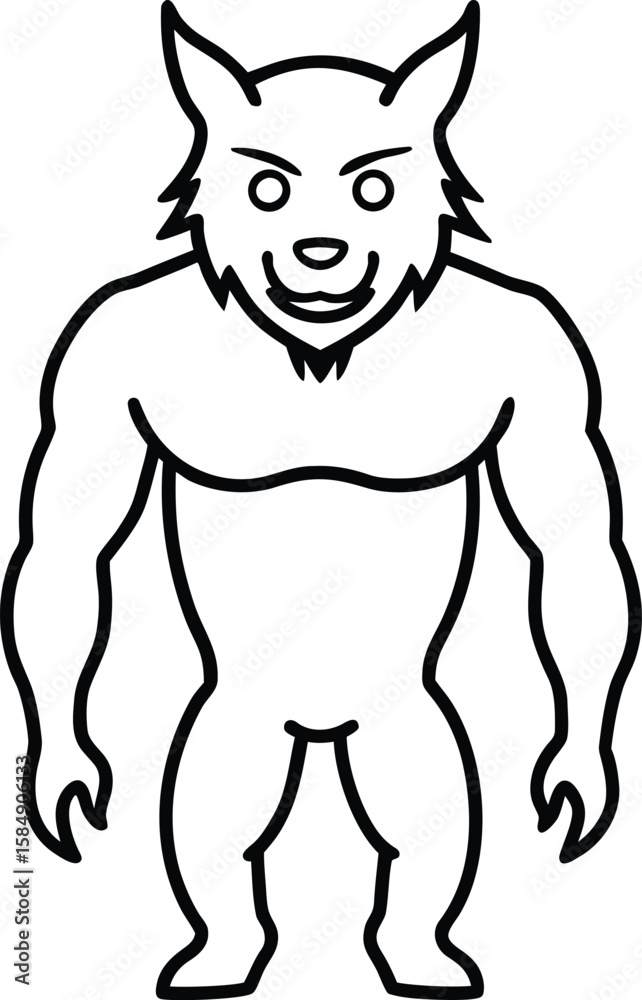 Fototapeta premium werewolf icon line art vector illustration on transparent background