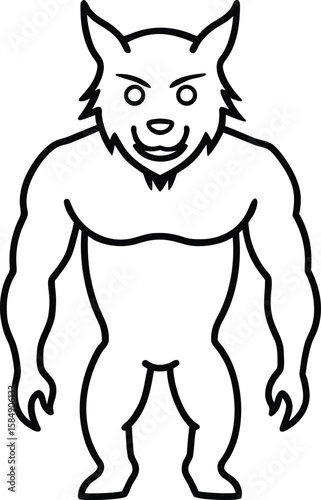 werewolf icon line art vector illustration on transparent background