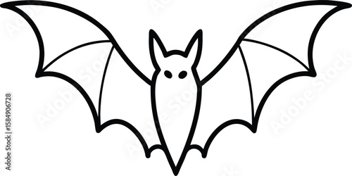 wide winged bat icon line art vector illustration on transparent background