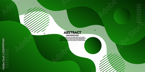 Modern green geometric business banner design. Creative banner design with wave and circle shapes as a template. Simple horizontal banner. Vector EPS10