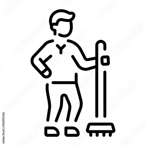 A line style icon showing broom stick  