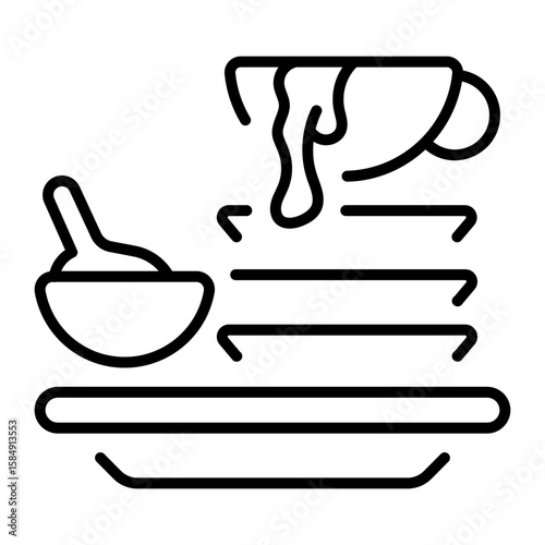 A line style icon showing dirty dishes  