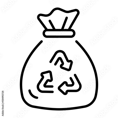 A line style icon showing garbage bag 