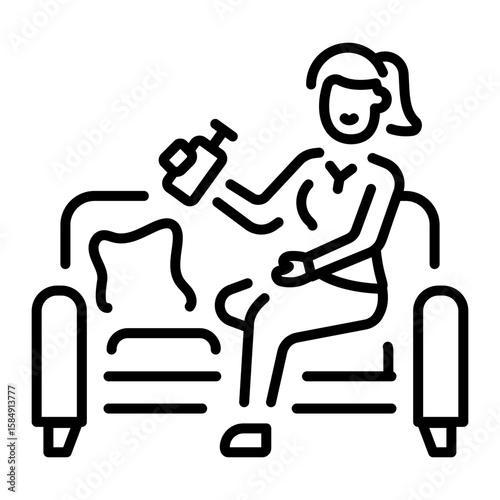A linear style icon representing cushions  