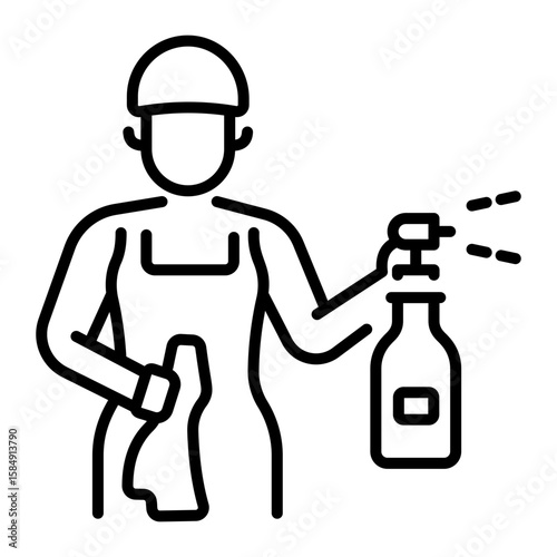A linear style icon representing kitchen cleaner  