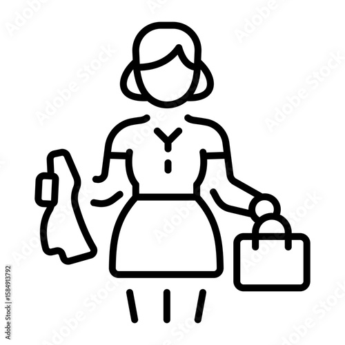 An outline style icon depicting housemaid  