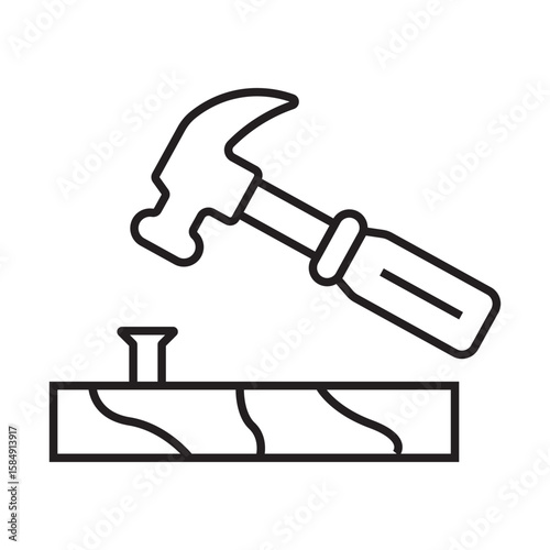 Line icon representing repair or fixing process, commonly used in construction or maintenance visuals. editable strokes. vector illustration
