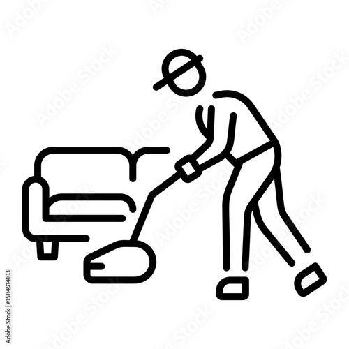 A linear style icon representing vacuuming machine  
