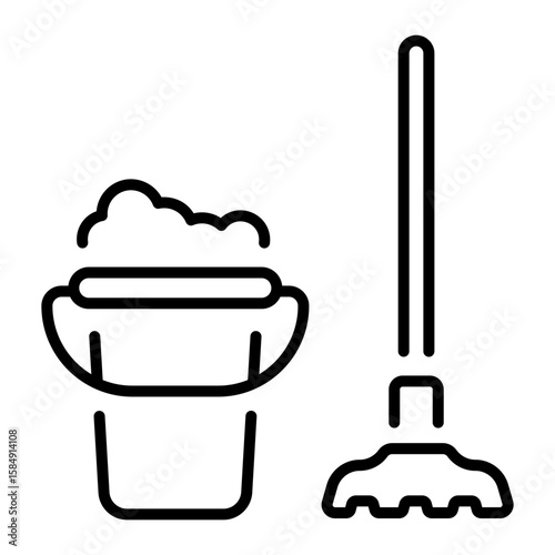 A line style icon showing mop bucket  