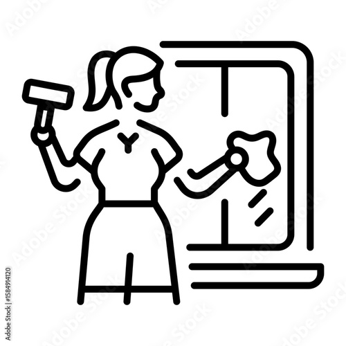 A linear style icon representing window cleaner 