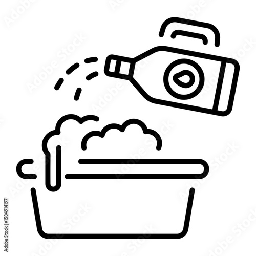 A line style icon showing liquid detergent  