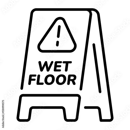 A linear style icon representing wet floor