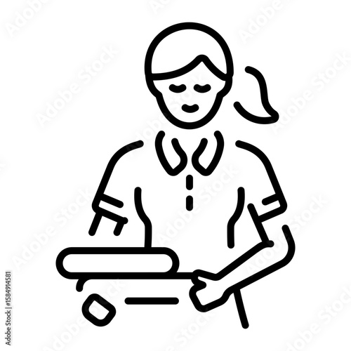 A line style icon showing folding clothes  
