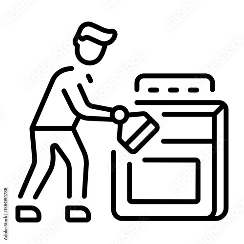 An outline style icon depicting cleaning appliance  