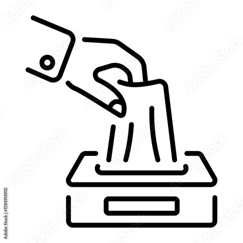A linear style icon representing tissue box  
