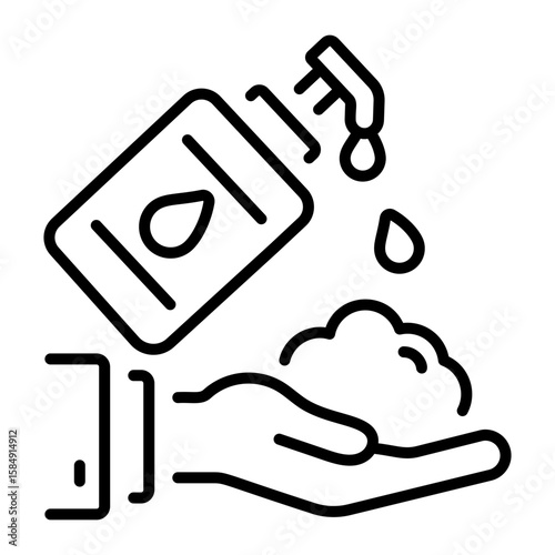 A line style icon showing liquid soap  