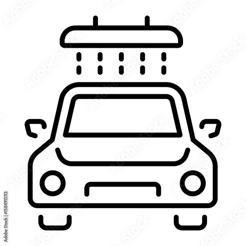 A line style icon showing car washing  