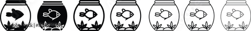 Fish bowl icon in black