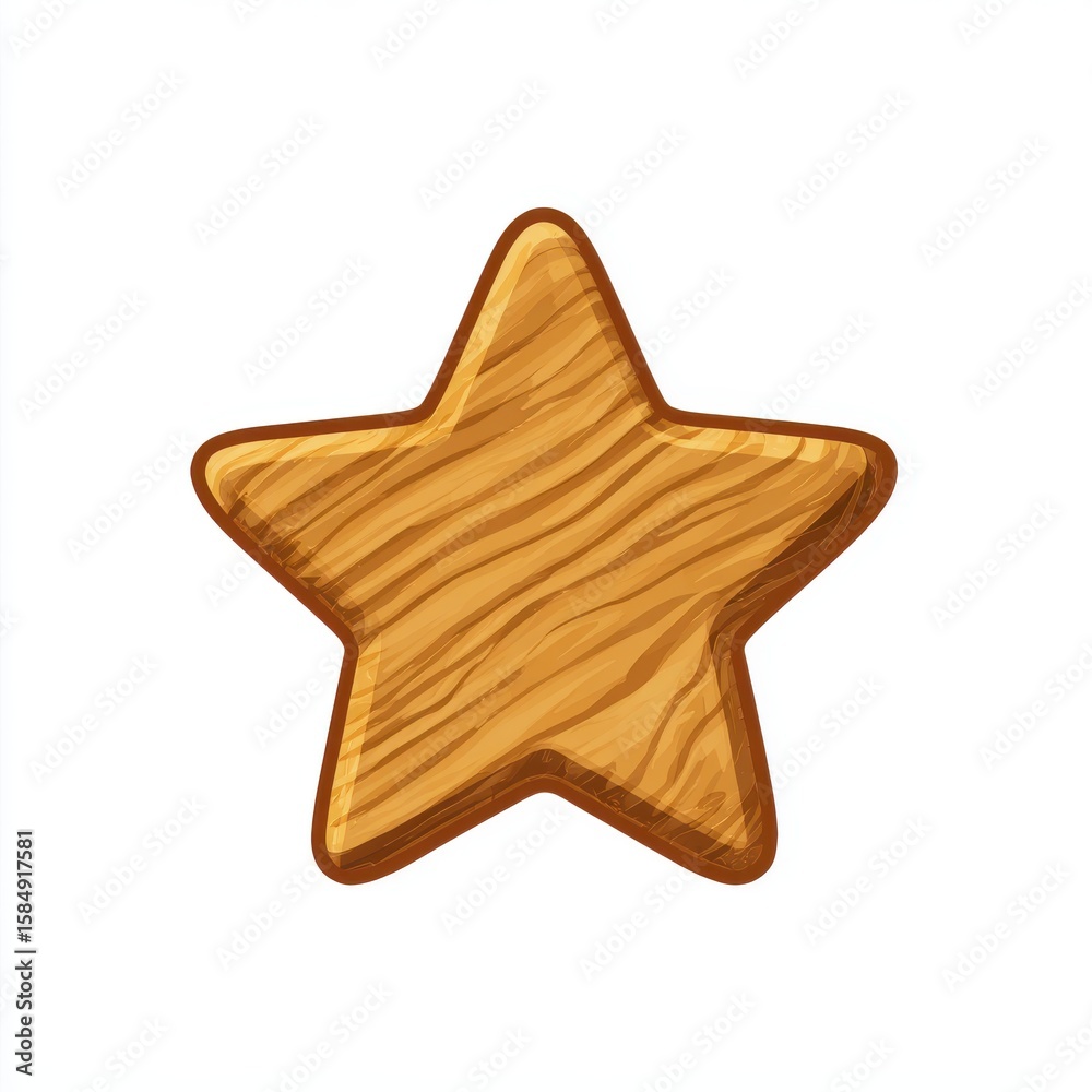 Light Brown Wooden Star Illustration on White Background Light Brown Wooden Star Illustration on White Background