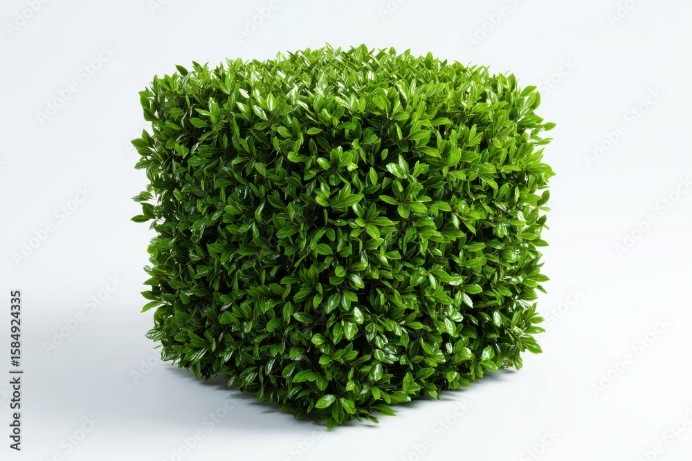 Lush Green Cubic Bush on White Background Lush Green Cubic Bush on White Background