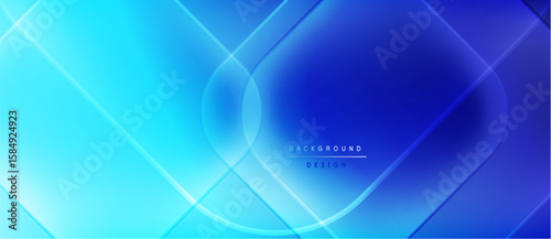 Abstract blue background. Gradient shapes overlap, creating dynamic light effects. Modern design elements suggest technology, innovation.