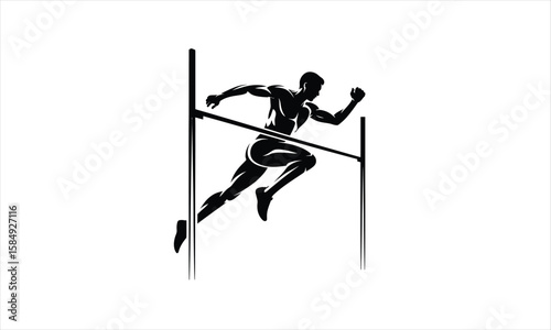 Dynamic athlete posing silhouette