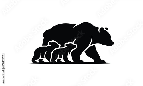 Family of bears in a stylized silhouette