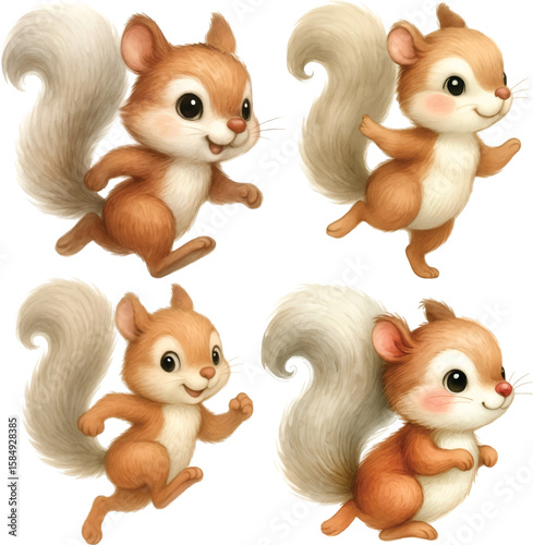 Squirrel cute watercolor