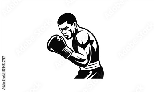 Dynamic boxer athlete silhouette