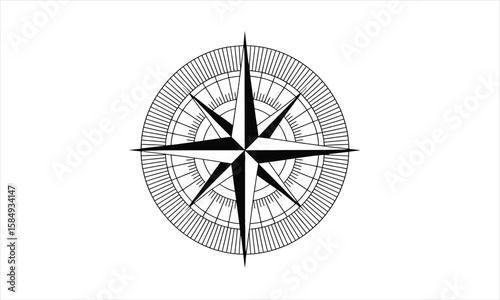 Navigational compass graphic silhouette