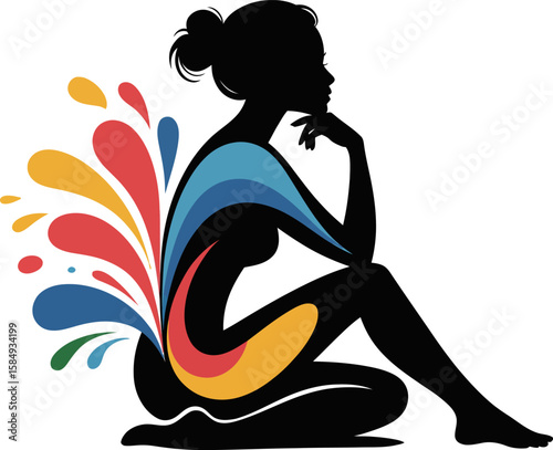 Colorful Silhouette of a Thinking Person with Abstract Splash Effects Logo Design