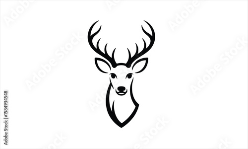 Elegant deer face outline silhouette