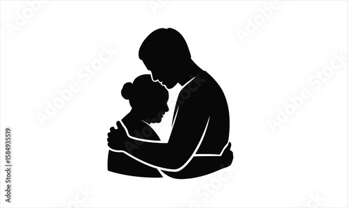 Couple embracing silhouette design