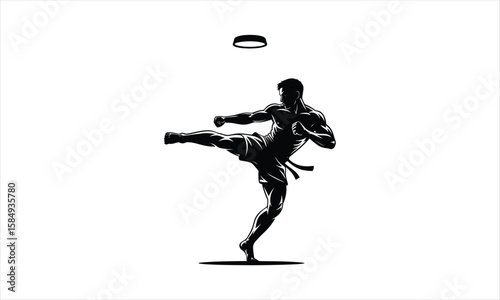 Dynamic figure in motion silhouette