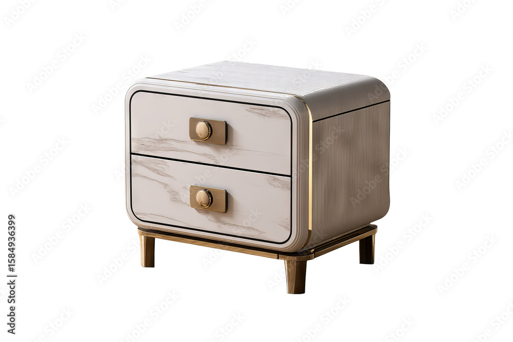 Obraz premium Modern wooden nightstand in high resolution PNG with transparent background, ideal for digital furniture cutouts, interior design mockups, and stylish bedroom decor visualizations.