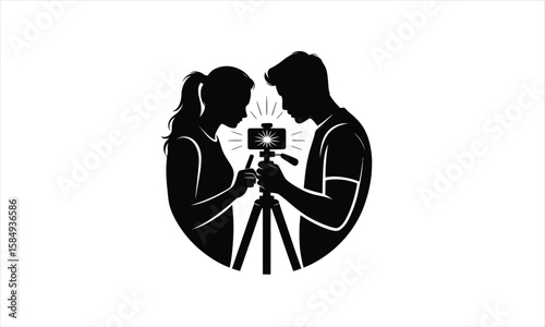 Filmmaking action scene silhouette