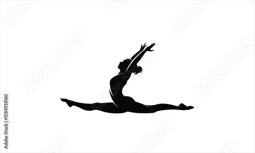 Graceful gymnast performing acrobatics silhouette