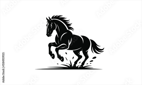 Majestic horse galloping silhouette design