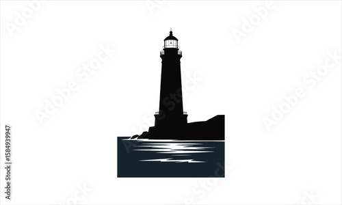 Nautical lighthouse beacon silhouette
