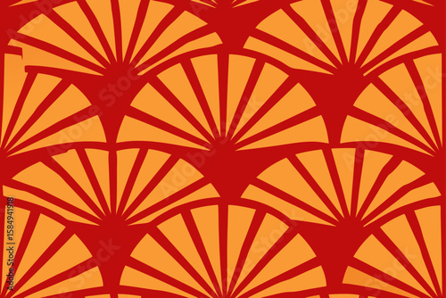 overlapping fan shapes forming a continuous tile
